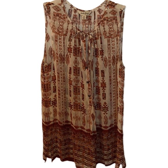 Lucky Brand Tops - Lucky Brand Sheer Sleeveless Print Tunic Top